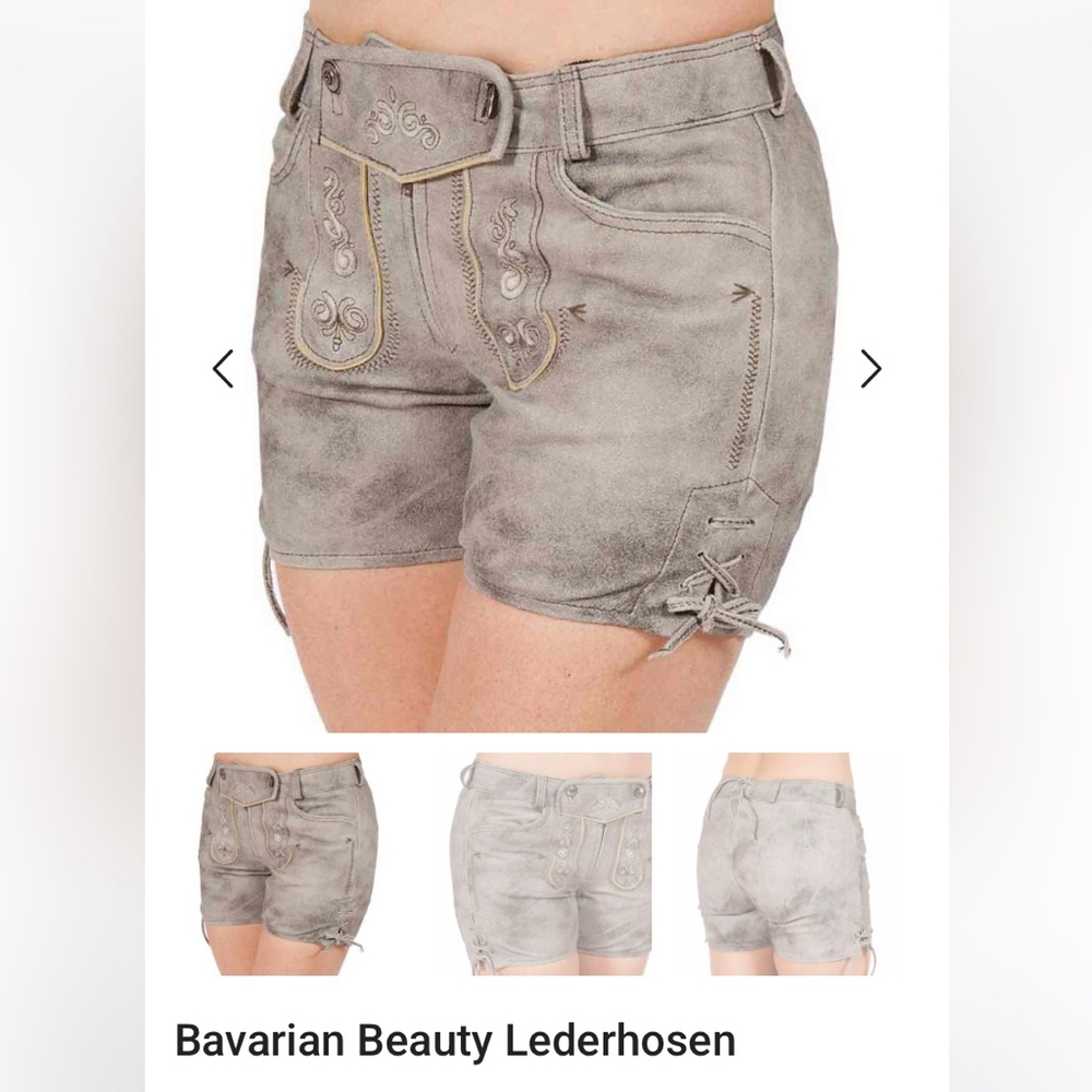 Gray Shorts with Tailored Fit and Waistband Bavarian Lederhosen Short Sz:34